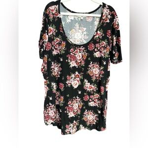 No Comment Plus Size Floral Black Women's Top size 3X
